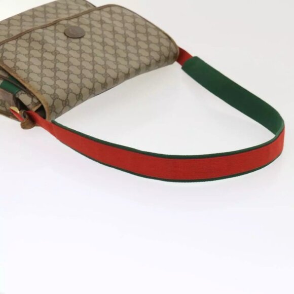 GUCCI GG Canvas Web Sherry Line Shoulder Bag Beige Red Green Auth - Picture 9 of 16